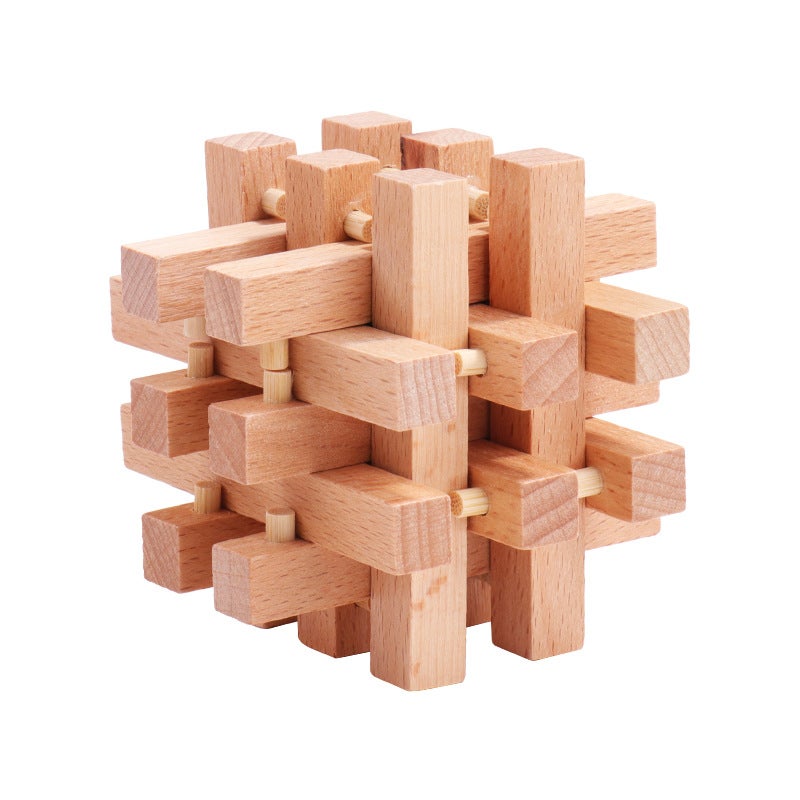 Children'S Educational Gifts Mortise And Tenon Kongming Lock Luban Lock Full Set Of Wooden Year-Old Suit Gift Toys Nostalgic - Image 1